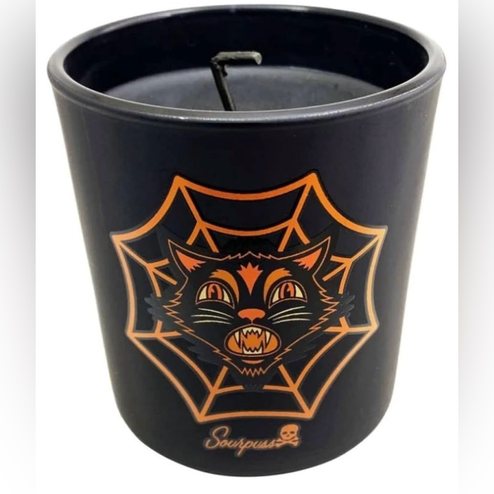Sourpuss Halloween Soy Wax Goth Candle Black Cat Patchouli Vanilla Scented 5oz